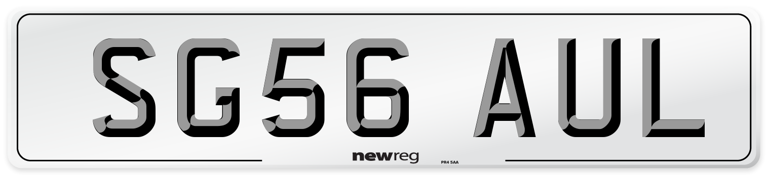 SG56 AUL Number Plate from New Reg
